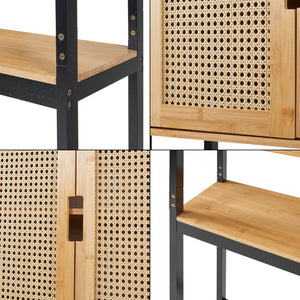 Skříňka na toaletu Tervola 172x63x27 cm Černá/Bambus [en.casa]