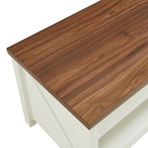 Konferenční stolek Kasama s výklopnou deskou a úložným prostorem 110x55x54 cm ořechový dekor/bílá [en.casa]