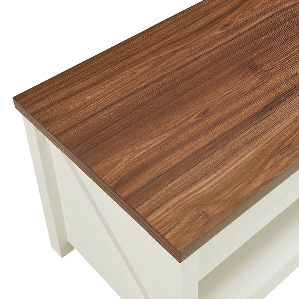 Konferenční stolek Kasama s výklopnou deskou a úložným prostorem 110x55x54 cm ořechový dekor/bílá [en.casa]