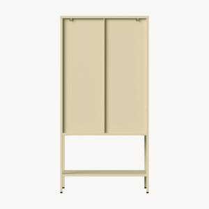Vitrínová skříň Klippestad ocel 160x80x35 cm velbloudí barva [en.casa]
