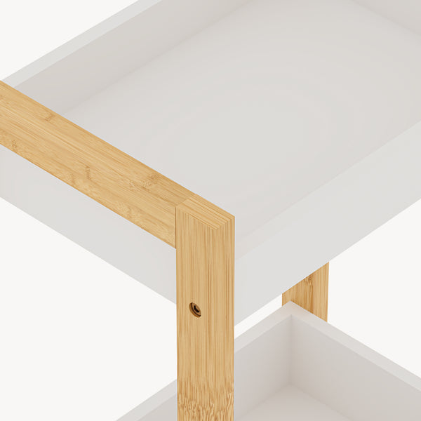 Koupelnový regál Anun s 3 policemi 75x28x20 cm bambus přírodní/bílá [en.casa]