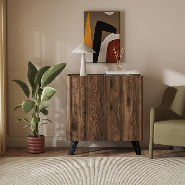 Komoda Trorlon 83x80x40 cm ořechový vzhled/travertin [en.casa]