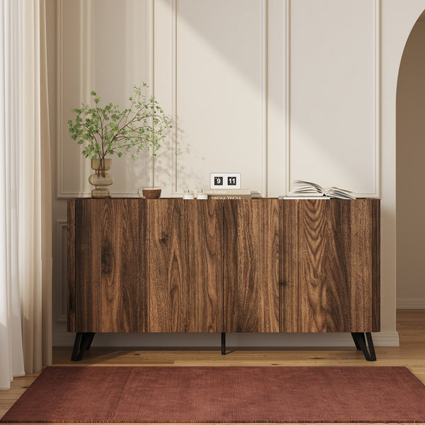 Sideboard Trorlon 160x40x83 cm ořechový dekor/travertin [en.casa]