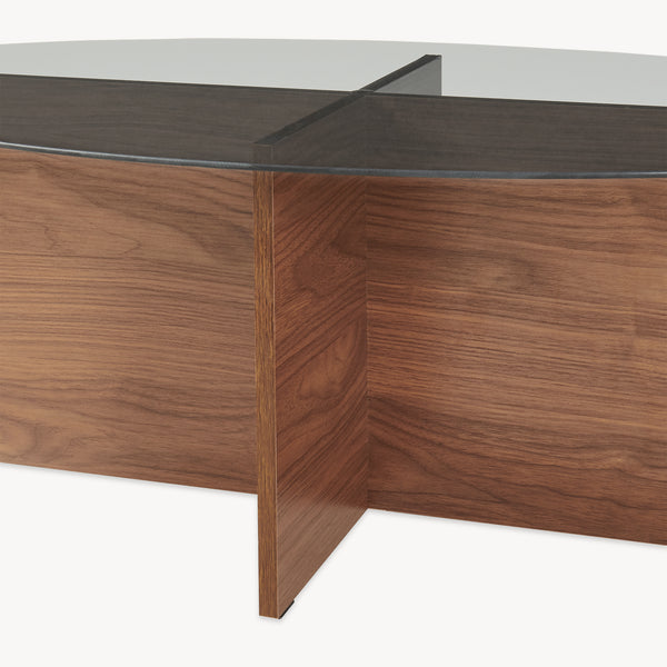 Konferenční stolek Viroya s skleněnou deskou 100x60x36 cm ořechový vzhled/šedý [en.casa]