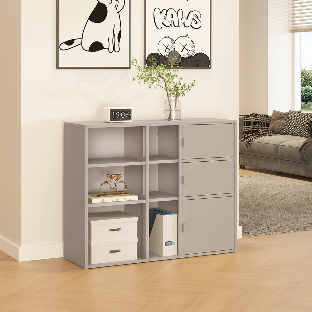 Kancelářská skříň Kliri ocel 100x32x81 cm velbloudí barva [en.casa]
