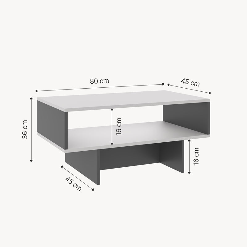Maßskizze Konferenční stolek Mjölby 36,4x80x45 cm v různých barvách [en.casa]