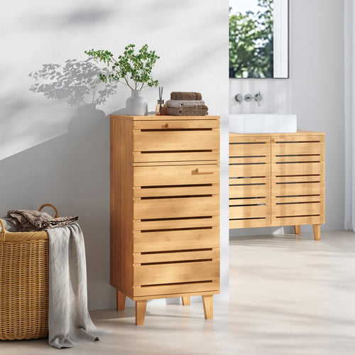 Koupelnová skříňka Epind 75x33x30 cm bambus přírodní [en.casa]