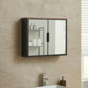 Zrcadlová skříňka Trond 50x60x15 cm Černá/optika ořech [en.casa]