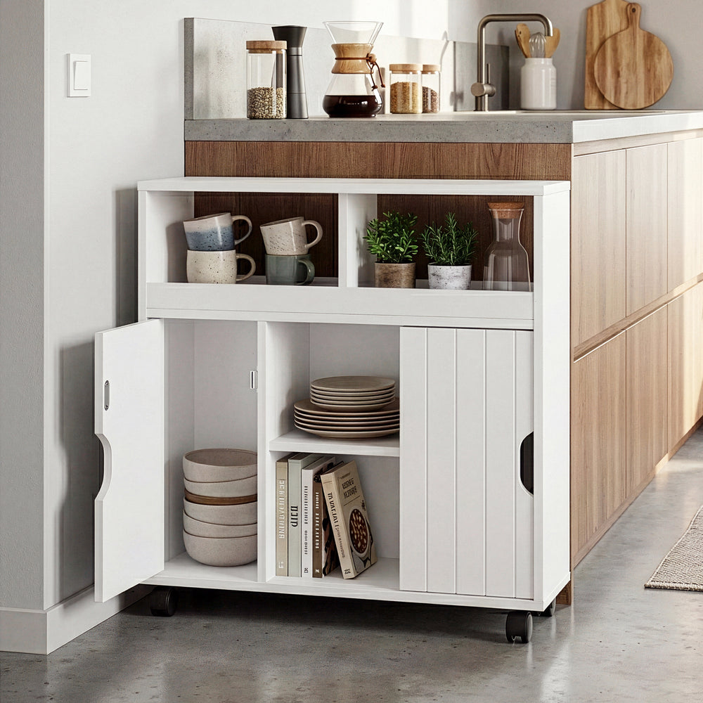 Přístavný skříň na kolečkách Fadeskimma 72x70x20 cm Bílá [en.casa]