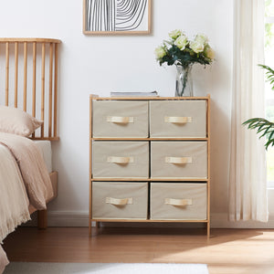 Komoda Maldon s látkovými zásuvkami Přírodní/Beige [en.casa]