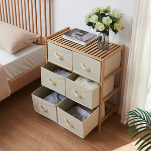 Komoda Maldon s látkovými zásuvkami Přírodní/Beige [en.casa]