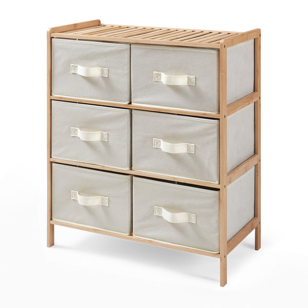 Komoda Maldon s látkovými zásuvkami Přírodní/Beige [en.casa]