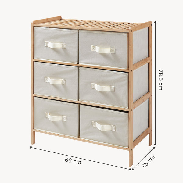 Komoda Maldon s látkovými zásuvkami Přírodní/Beige [en.casa]