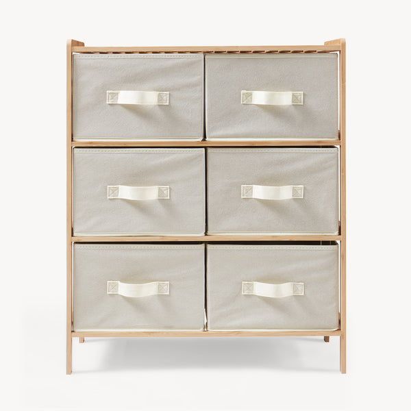 Komoda Maldon s látkovými zásuvkami Přírodní/Beige [en.casa]