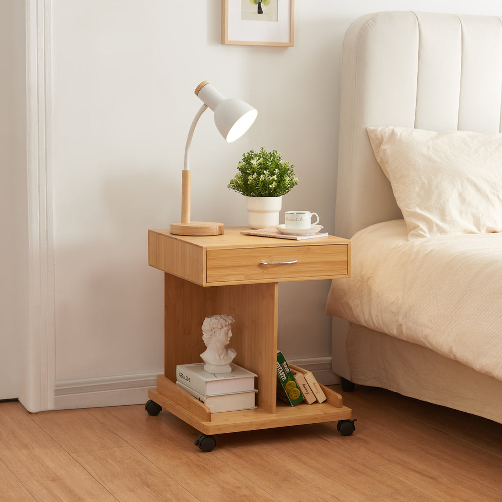 Rolltisch Jokkmokk 56,5x43x43 cm Bambus [en.casa] - premiumXL