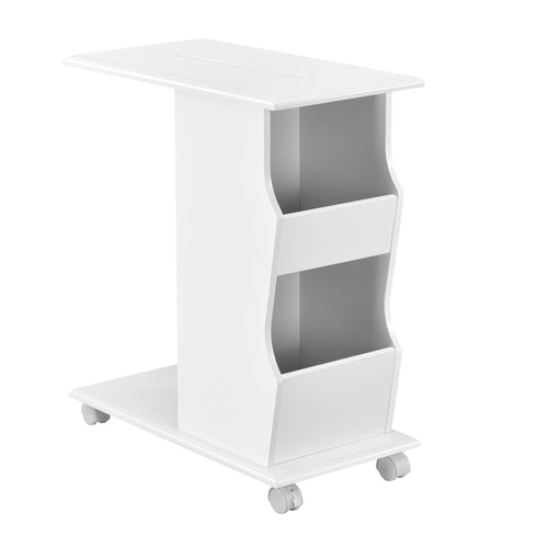 Beistelltisch Kungälv 53x30x63 cm Rollen und Staufächer Weiß en.casa - premiumXL