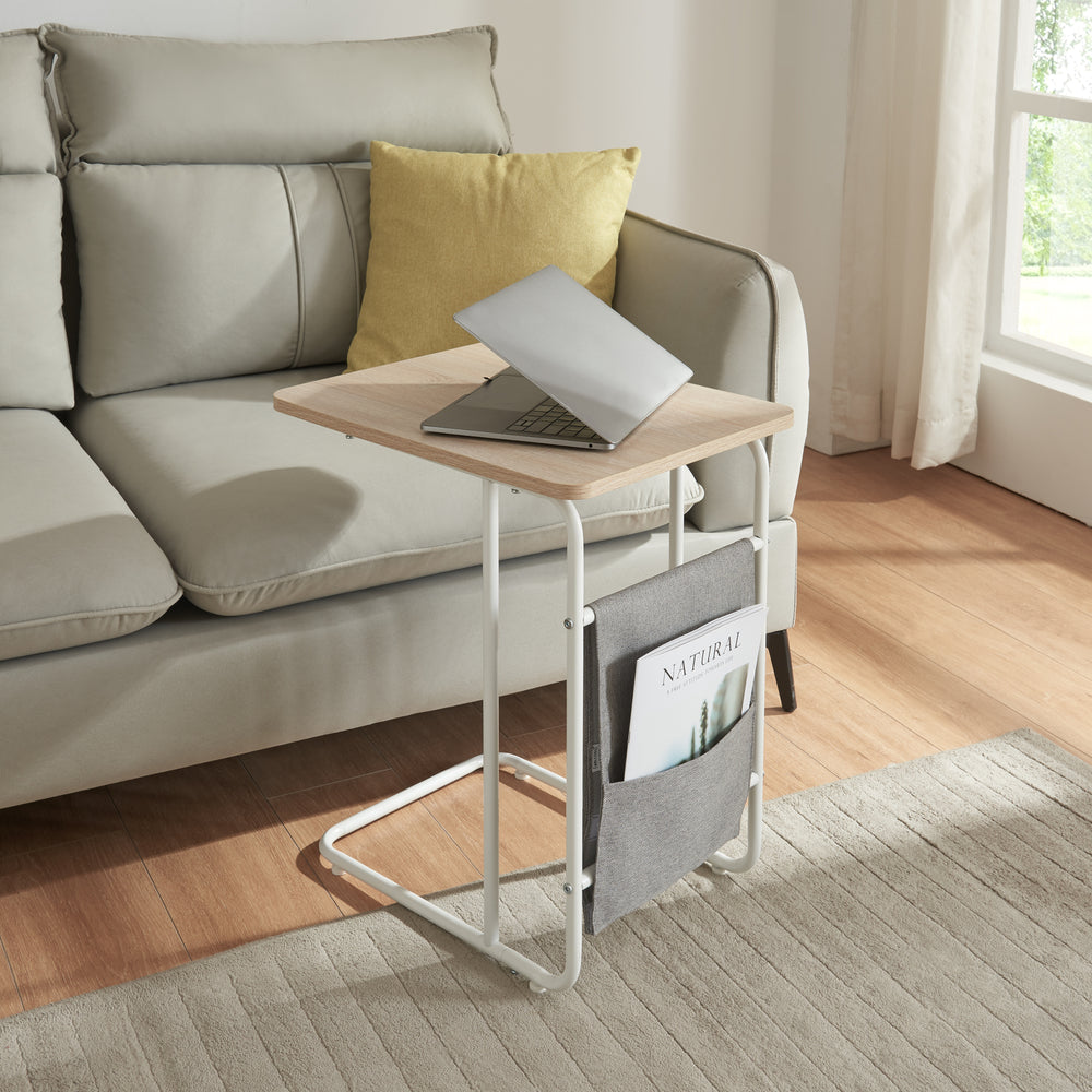Laptoptisch Dyrøy 56x48x37cm Weiß/Eiche [en.casa] - premiumXL