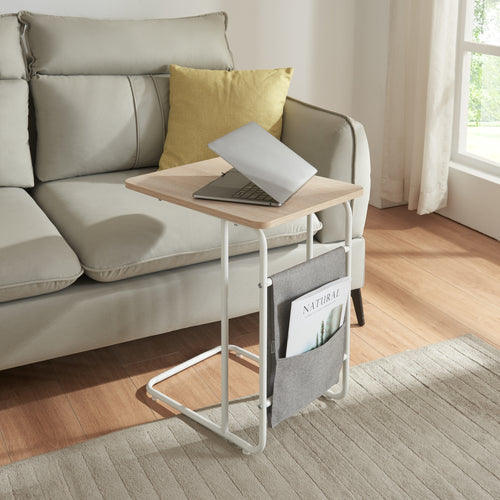 Laptoptisch Dyrøy 56x48x37cm Weiß/Eiche [en.casa] - premiumXL