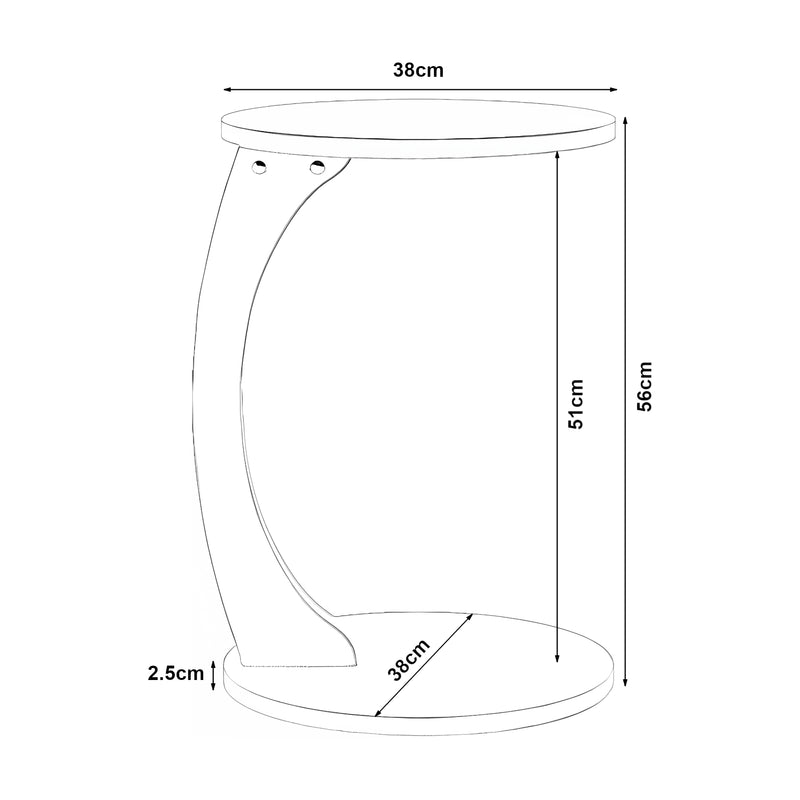 Maßskizze Odkládací stolek Holeby 56 x Ø 38 cm [en.casa]