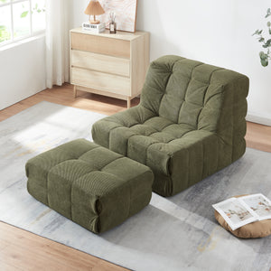 Podlahové křeslo s podnožkou Koskyvn textil [en.casa]