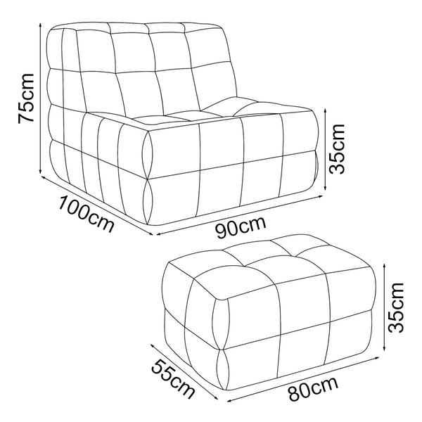 Podlahové křeslo s podnožkou Koskyvn textil [en.casa]