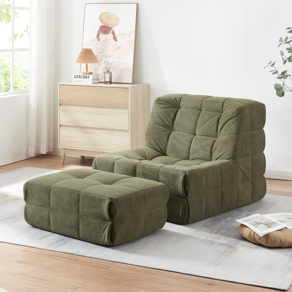 Podlahové křeslo s podnožkou Koskyvn textil [en.casa]