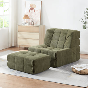 Podlahové křeslo s podnožkou Koskyvn textil [en.casa]