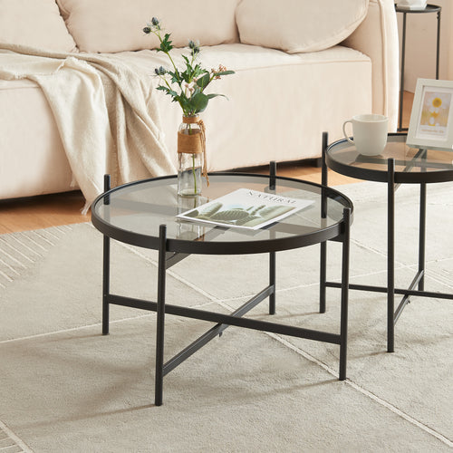 Couchtisch Lier mit Glasplatte [en.casa] - premiumXL