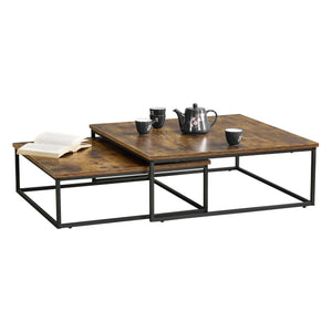 Couchtischset Haninge 2er Set rund Dunkler Holzton [en.casa] - premiumXL