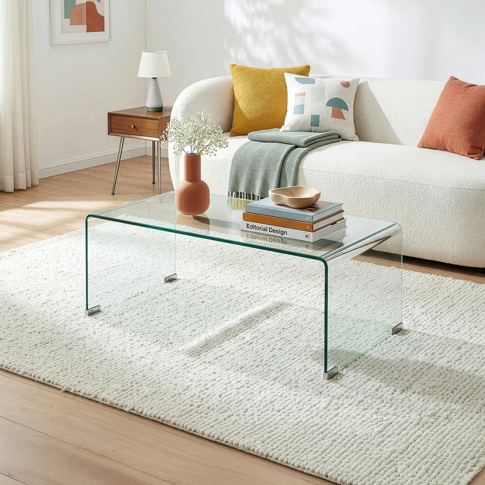 Konferenční stolek Väsas 90x45x35 cm tvrzené sklo [en.casa]