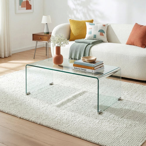 Konferenční stolek Väsas 90x45x35 cm tvrzené sklo [en.casa]