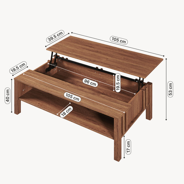 Konferenční stolek Kilmandar s výsuvnou funkcí 105x59x40/53 cm ořechový vzhled [en.casa]