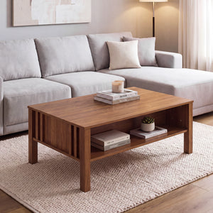 Konferenční stolek Kilmandar s výsuvnou funkcí 105x59x40/53 cm ořechový vzhled [en.casa]
