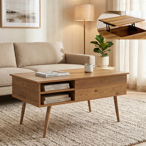 Konferenční stolek Vasdabod s výsuvnou deskou 96x59x50 cm dubový dekor [en.casa]