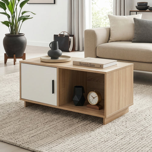 Konferenční stolek Kenta 80x45x40 cm Sonoma dubová optika/bílá [en.casa]