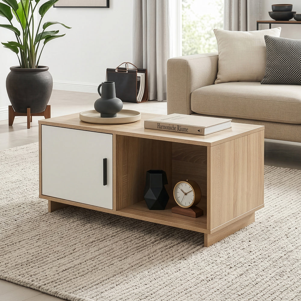 Konferenční stolek Kenta 80x45x40 cm Sonoma dubová optika/bílá [en.casa]
