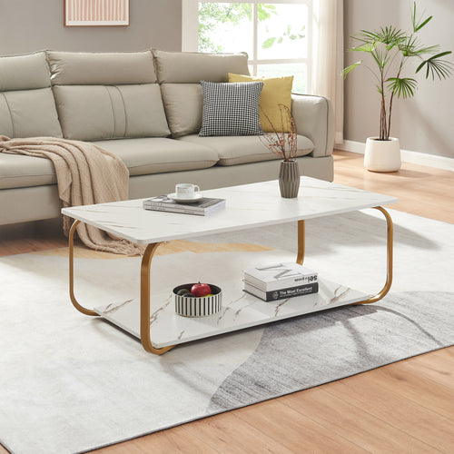 Konferenční stolek Kolta 120x60x43 cm mramorový vzhled [en.casa]