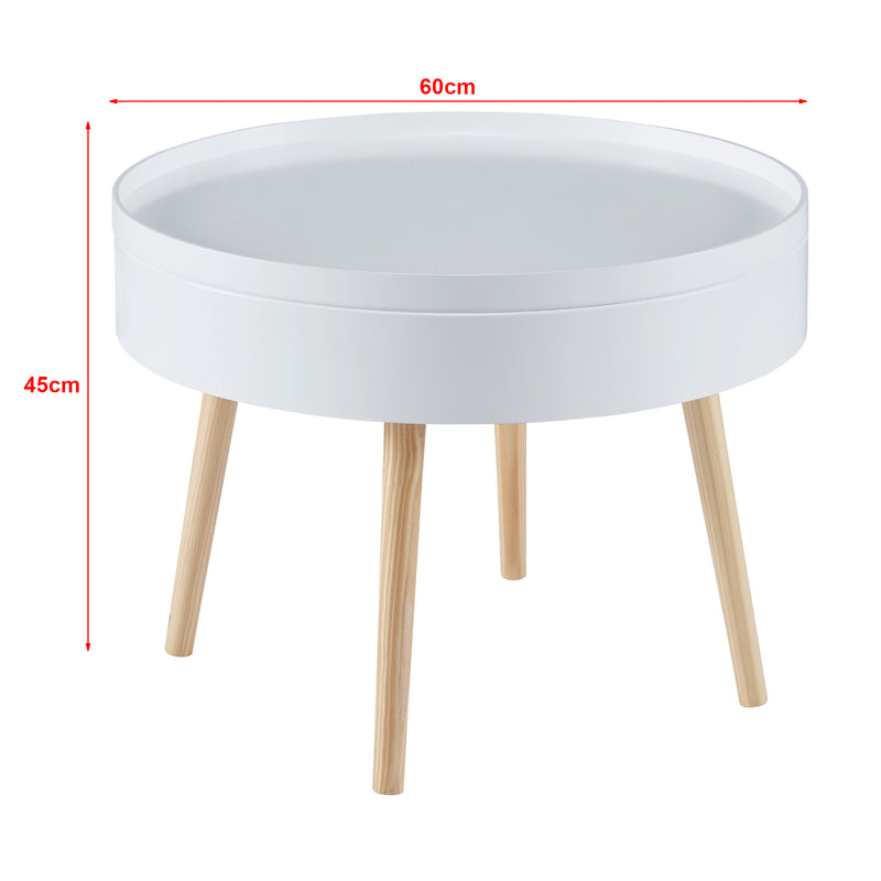 Maßskizze Konferenční stolek Bongard bílý Ø60x45 cm [en.casa]