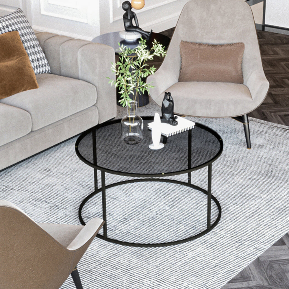 Couchtisch Kolari 45 x Ø80 cm Schwarz/Transparent versch. Farben [en.casa] - premiumXL
