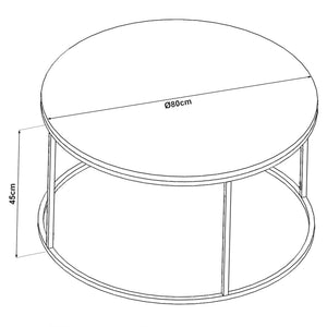 Konferenční stolek Kolari  45 x Ø80 cm Černá/Transparentní různé barvy [en.casa]