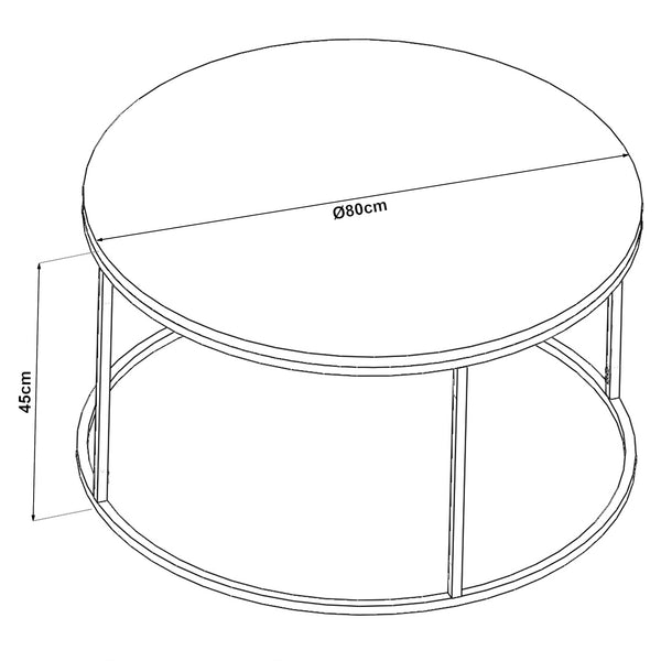 Konferenční stolek Kolari  45 x Ø80 cm Černá/Transparentní různé barvy [en.casa]