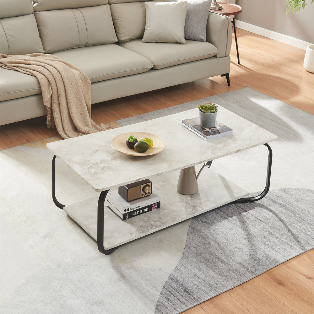 Konferenční stolek Kolta 120x60x43 cm mramorový vzhled [en.casa]
