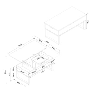 Konferenční stolek Rauli s výklopnou deskou a úložným prostorem 100x50x47 cm [en.casa]