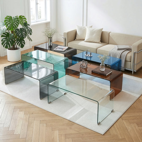 Konferenční stolek Väsas 90x45x35 cm tvrzené sklo [en.casa]