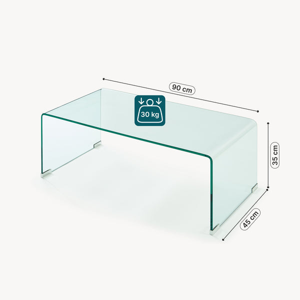 Konferenční stolek Väsas 90x45x35 cm tvrzené sklo [en.casa]