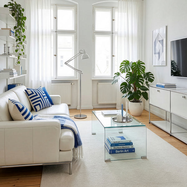 Konferenční stolek Väsas 90x45x35 cm tvrzené sklo [en.casa]