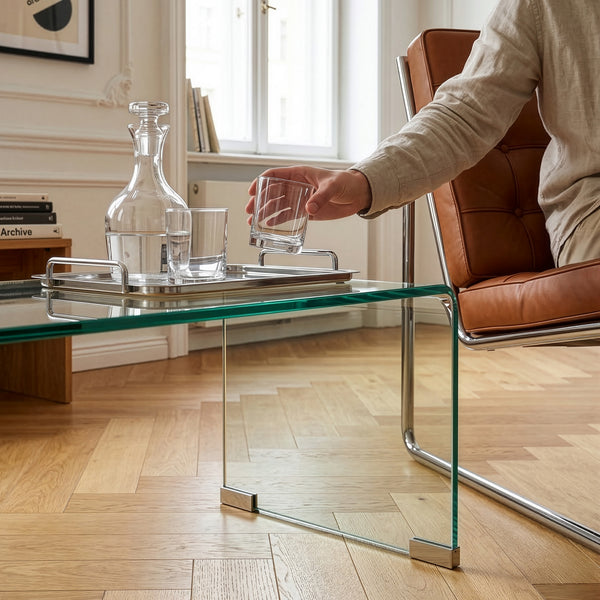 Konferenční stolek Väsas 90x45x35 cm tvrzené sklo [en.casa]