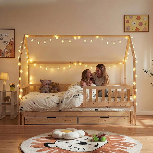 Dvojité dětské postele Aarghonmaa 90x200 cm borovicové dřevo [en.casa]