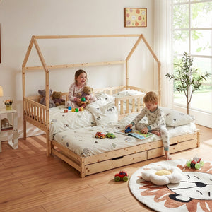Dvojlůžko Aarghonmaa s 1 matrací 90x200 cm borovicové dřevo [en.casa]