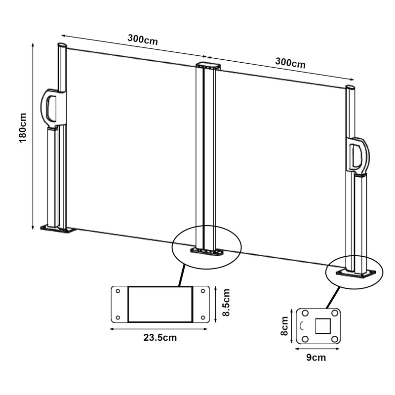 Měřítkový nákres [pro.tec]® Dvojitý paraván - clona AASA-38xx